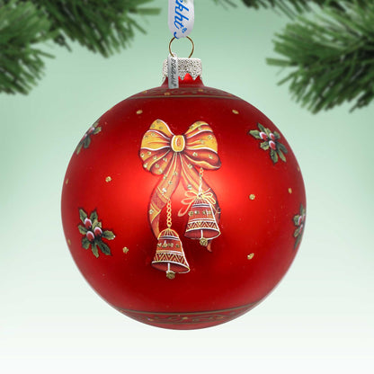 Regal Nativity Large Glass Ornament in Red