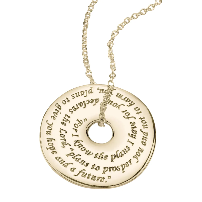 For I Know the Plans I Have For You (Jeremiah 29:11) - Pi Disc Necklace