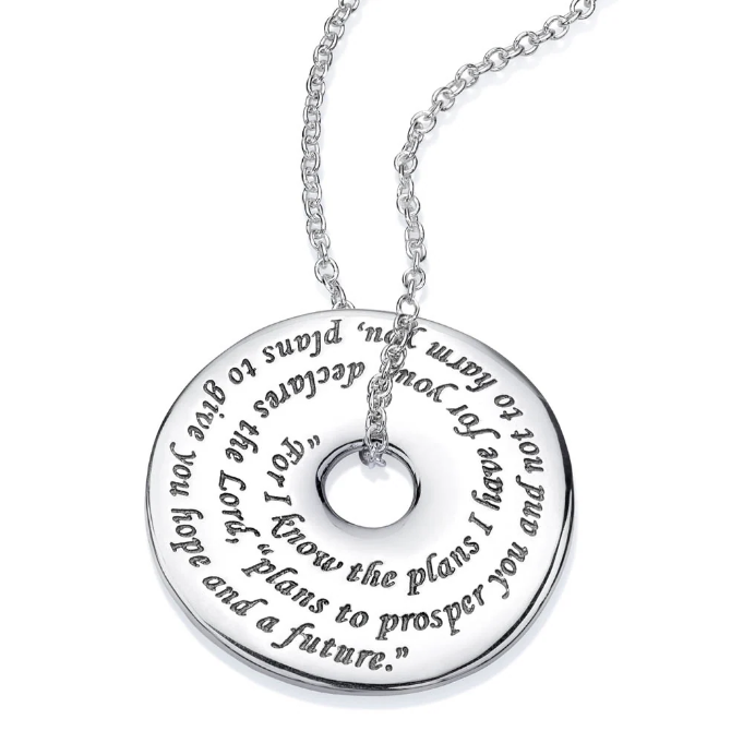 For I Know the Plans I Have For You (Jeremiah 29:11) - Pi Disc Necklace