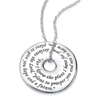 For I Know the Plans I Have For You (Jeremiah 29:11) - Pi Disc Necklace