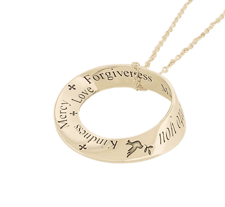The Golden Rule: Do Unto Others (with Dove of Peace) - Mobius Necklace