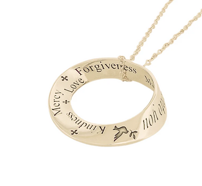 The Golden Rule: Do Unto Others (with Dove of Peace) - Mobius Necklace