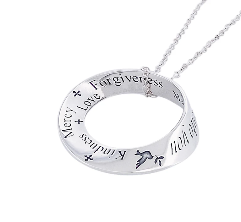 The Golden Rule: Do Unto Others (with Dove of Peace) - Mobius Necklace