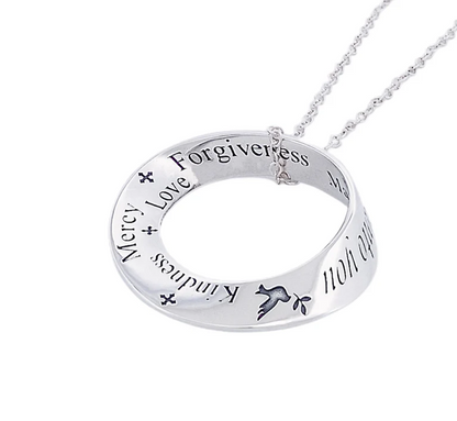The Golden Rule: Do Unto Others (with Dove of Peace) - Mobius Necklace