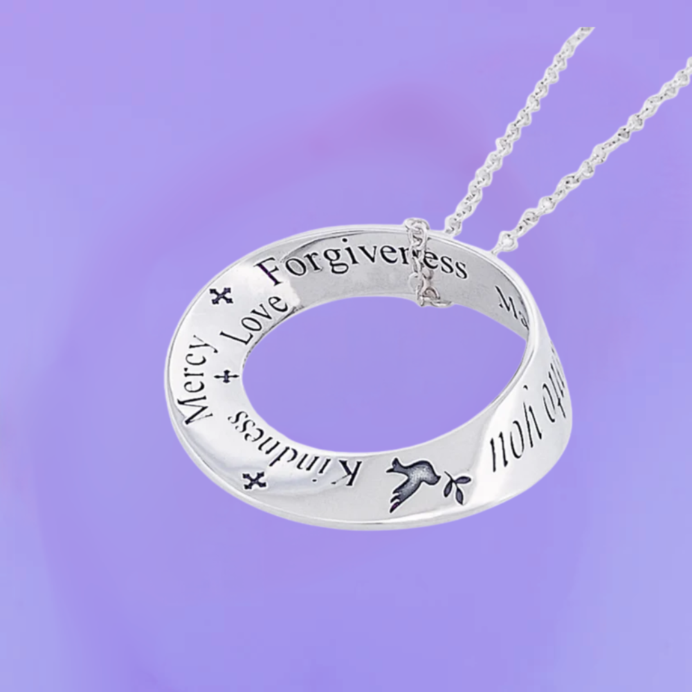 The Golden Rule: Do Unto Others (with Dove of Peace) - Mobius Necklace