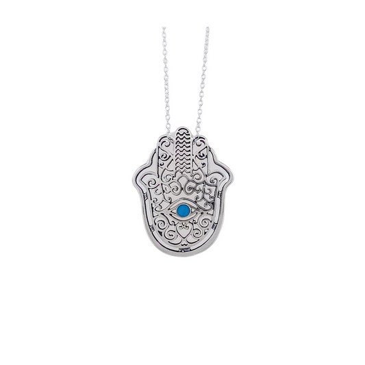 Hamsa / Chamsa Protective Amulet - Sterling Silver Necklace