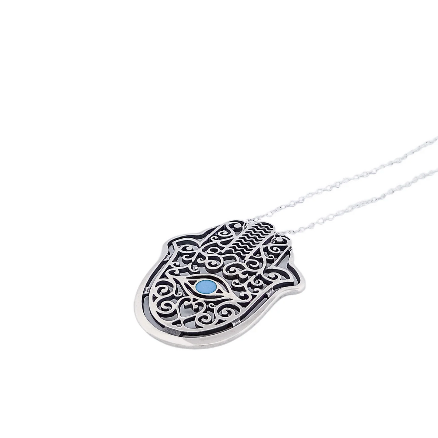 Hamsa / Chamsa Protective Amulet - Sterling Silver Necklace