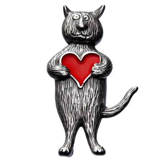 Heart Cat Pin - Edward Gorey