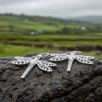 Triple Spiral Dragonfly Earrings