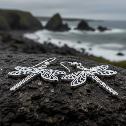 Triple Spiral Dragonfly Earrings