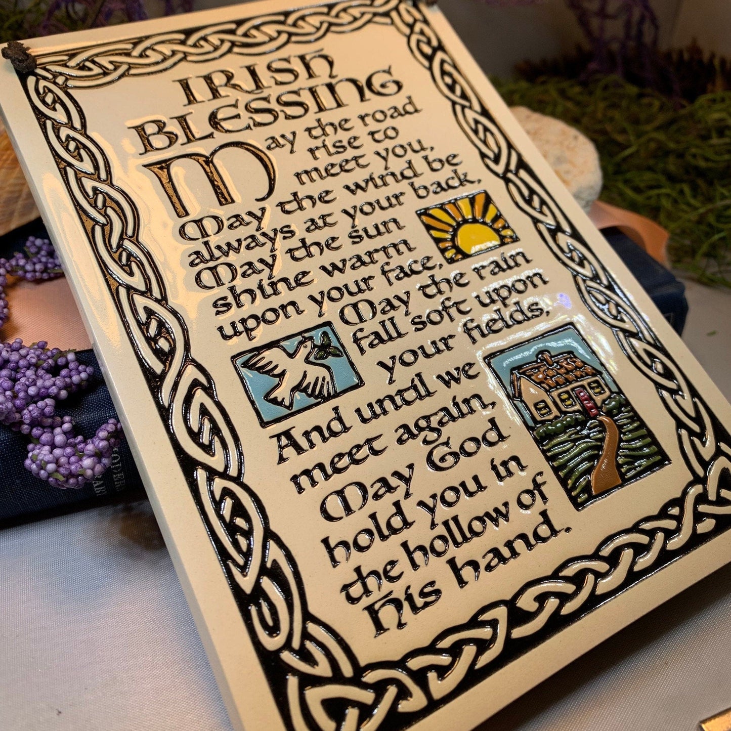Irish Blessing - May the road rise to meet you - Ceramic Wall Art