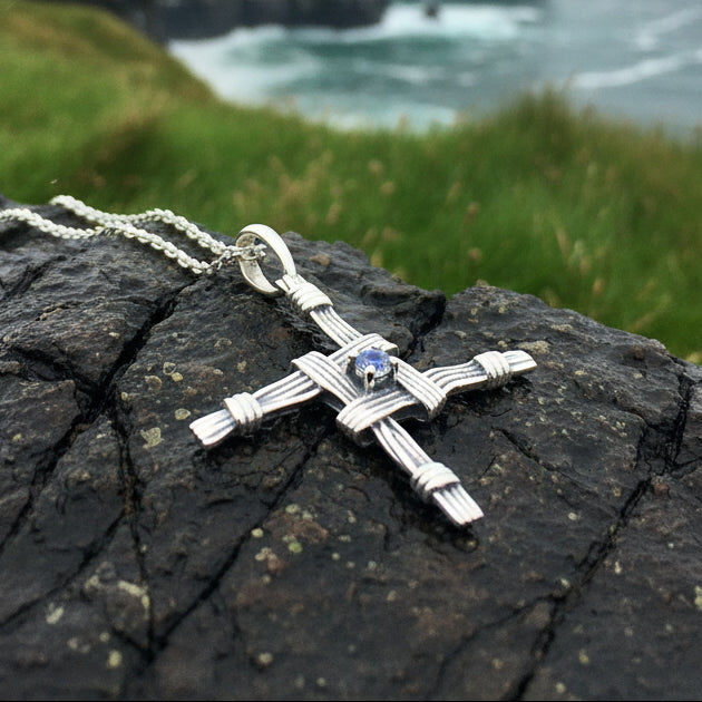 Springtime Irish Saint Brigid's Cross Necklace in Sterling Silver