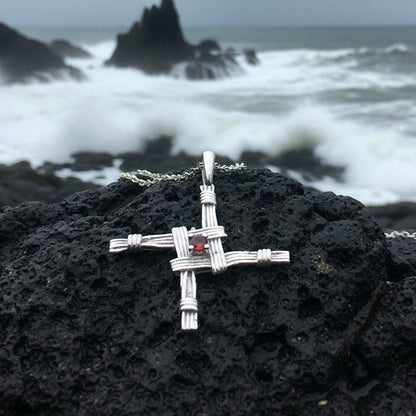 Springtime Irish Saint Brigid's Cross Necklace in Sterling Silver