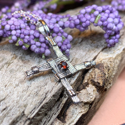 Springtime Irish Saint Brigid's Cross Necklace in Sterling Silver