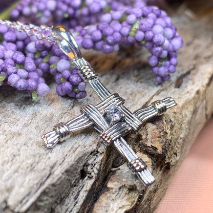 Springtime Irish Saint Brigid's Cross Necklace in Sterling Silver