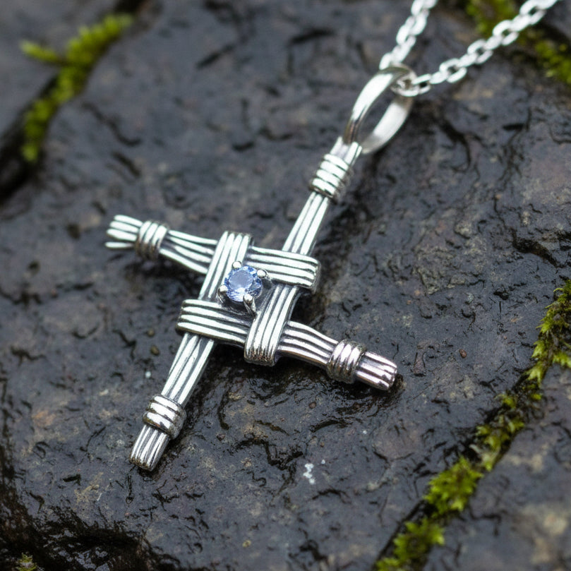Springtime Irish Saint Brigid's Cross Necklace in Sterling Silver