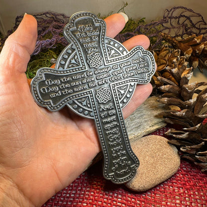 Pewter Irish Blessing Cross - May the road rise to meet you - Wall Art