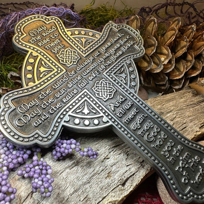 Pewter Irish Blessing Cross - May the road rise to meet you - Wall Art