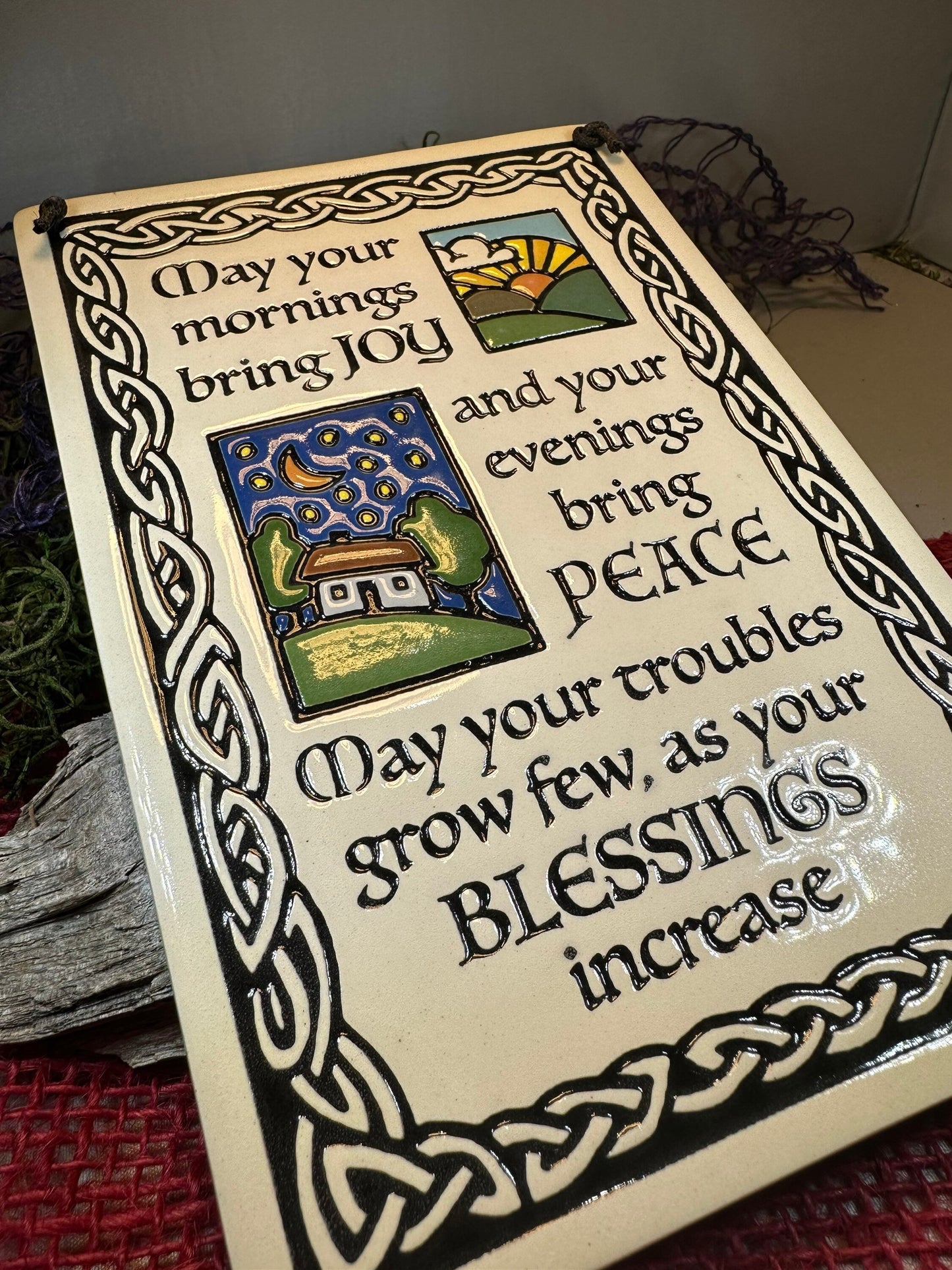 Irish Blessing - May your mornings bring you JOY - Ceramic Wall Art