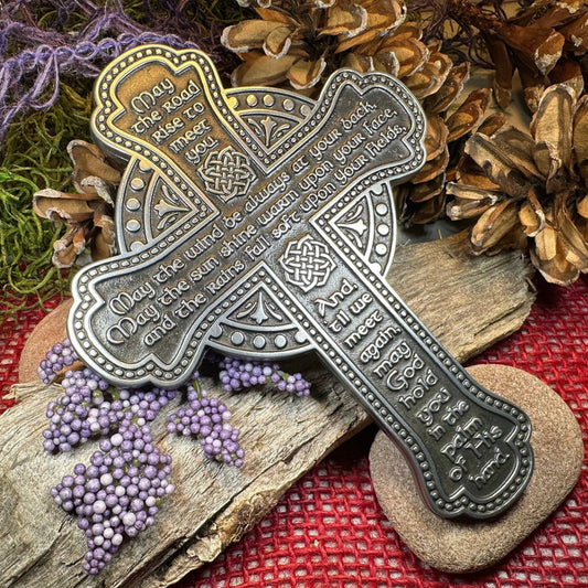 Pewter Irish Blessing Cross - May the road rise to meet you - Wall Art