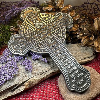 Pewter Irish Blessing Cross - May the road rise to meet you - Wall Art