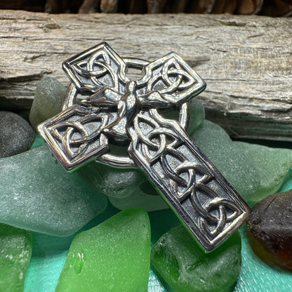 Celtic Cross Dove of Peace Brooch