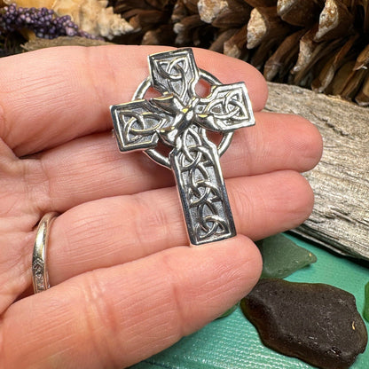 Celtic Cross Dove of Peace Brooch
