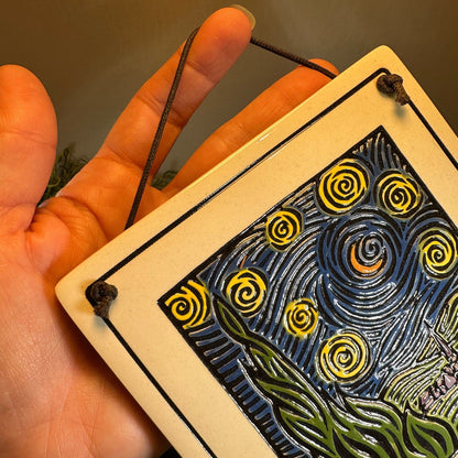 Van Gogh Starry Night - What is done in love is done well - Ceramic Wall Art