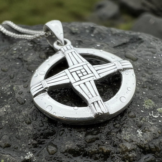 Dundalk Irish Saint Brigid's Cross Necklace in Sterling Silver