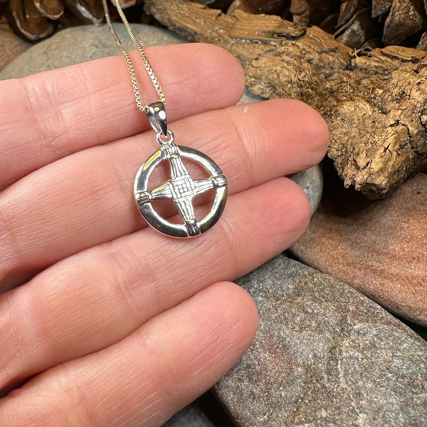 Dundalk Irish Saint Brigid's Cross Necklace in Sterling Silver