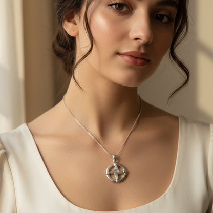 Dundalk Irish Saint Brigid's Cross Necklace in Sterling Silver