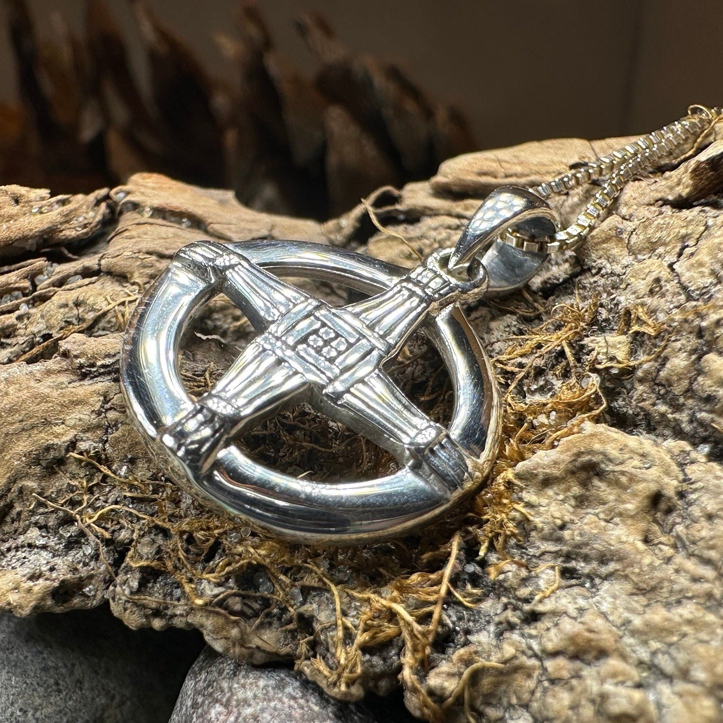 Dundalk Irish Saint Brigid's Cross Necklace in Sterling Silver