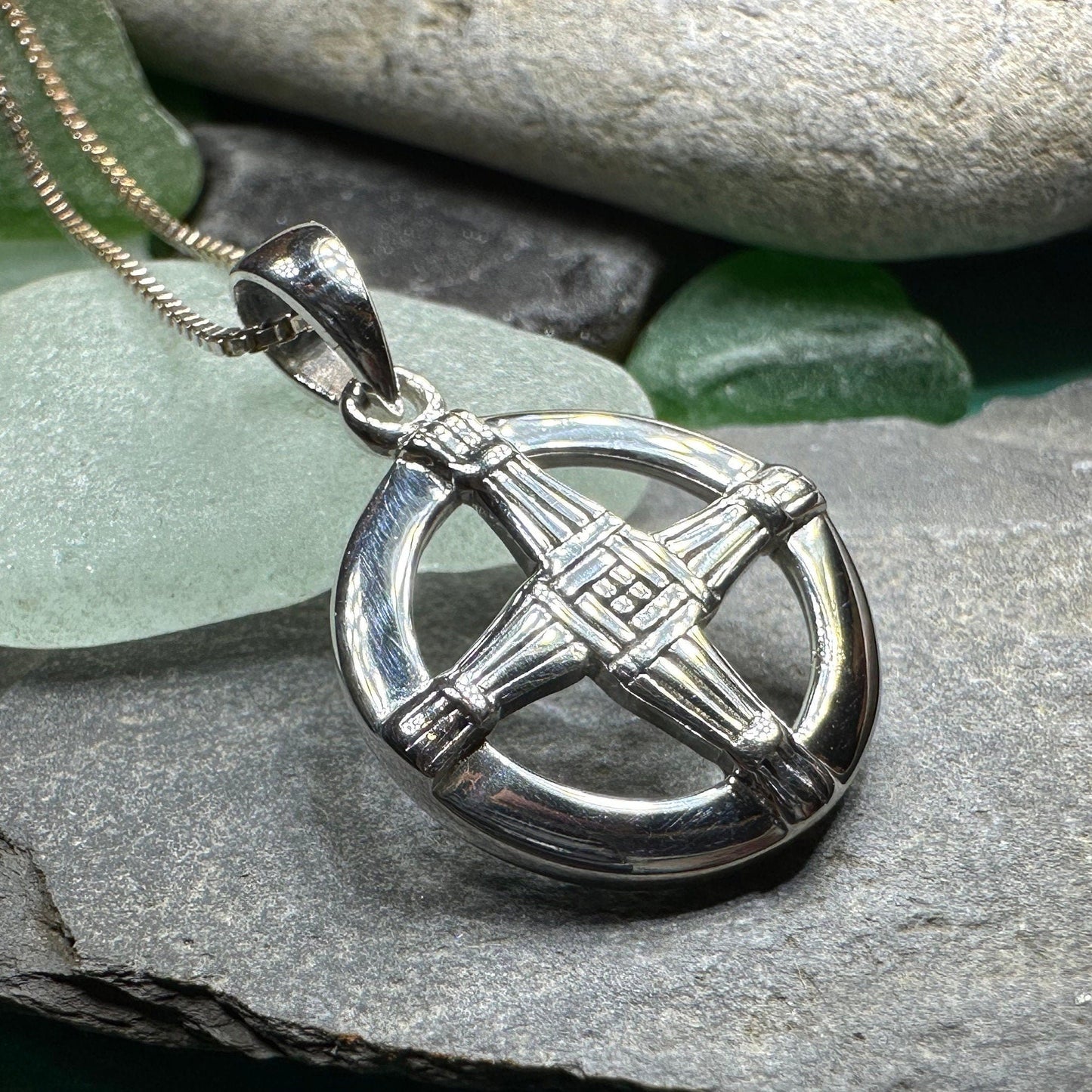 Dundalk Irish Saint Brigid's Cross Necklace in Sterling Silver