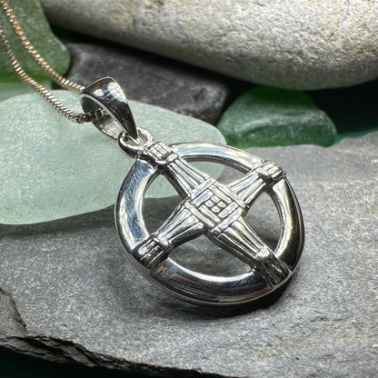 Dundalk Irish Saint Brigid's Cross Necklace in Sterling Silver
