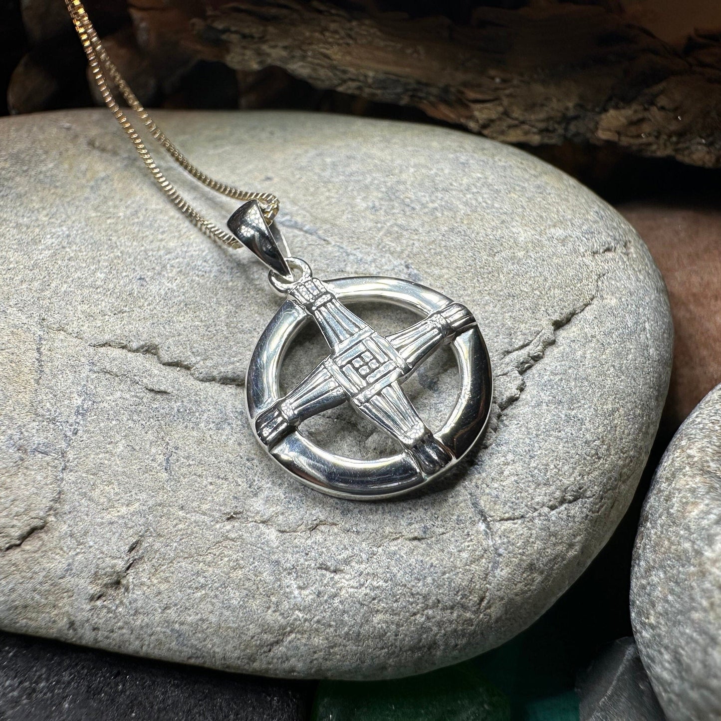 Dundalk Irish Saint Brigid's Cross Necklace in Sterling Silver