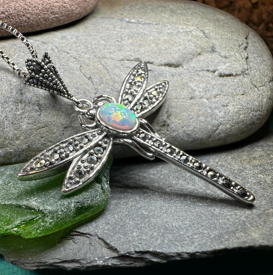Opal Dragonfly Necklace