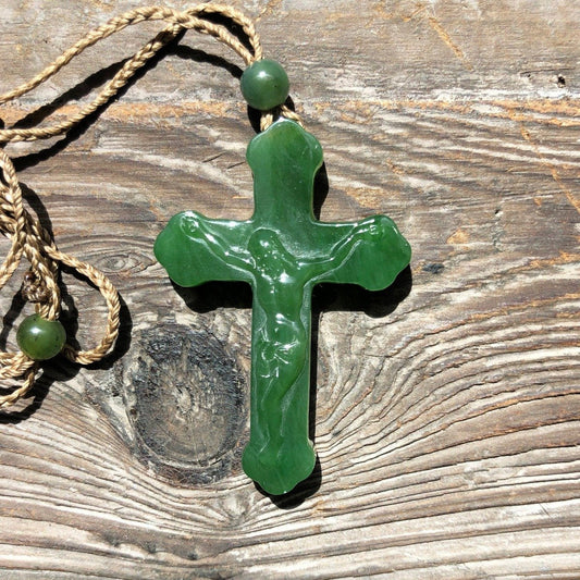 Canadian Jade Crucifix Cross Pendant