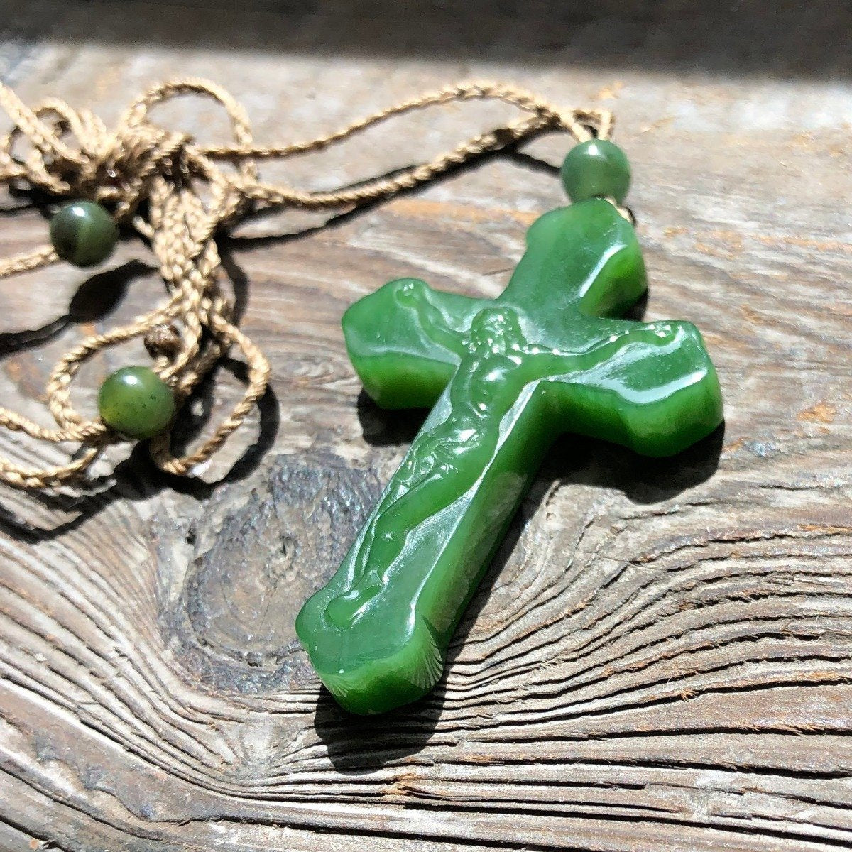 Canadian Jade Crucifix Cross Pendant