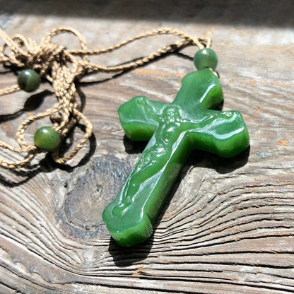 Canadian Jade Crucifix Cross Pendant
