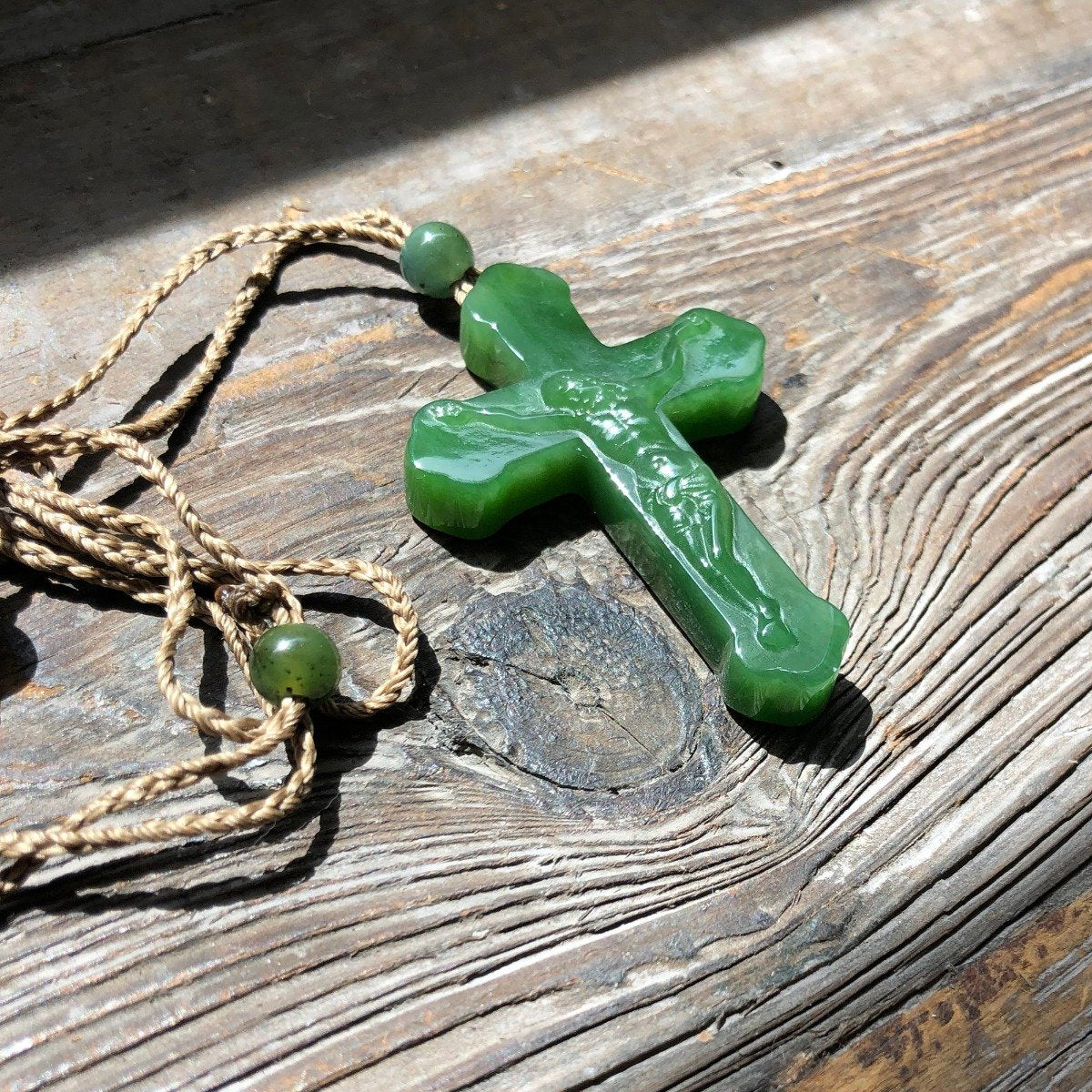 Canadian Jade Crucifix Cross Pendant