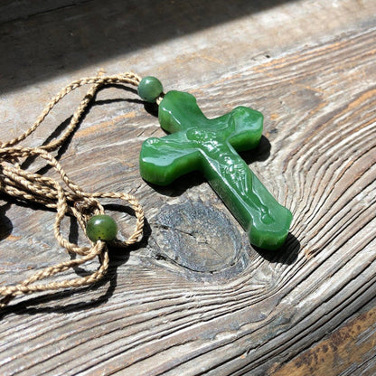 Canadian Jade Crucifix Cross Pendant