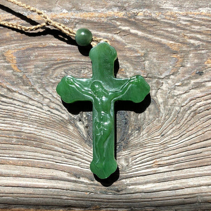 Canadian Jade Crucifix Cross Pendant