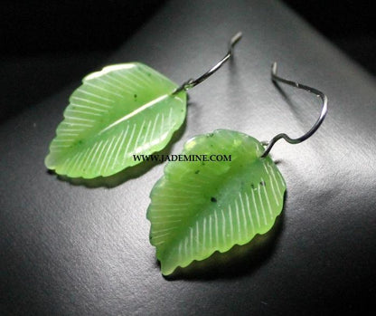 Jade Leaf Earrings, 25 mm