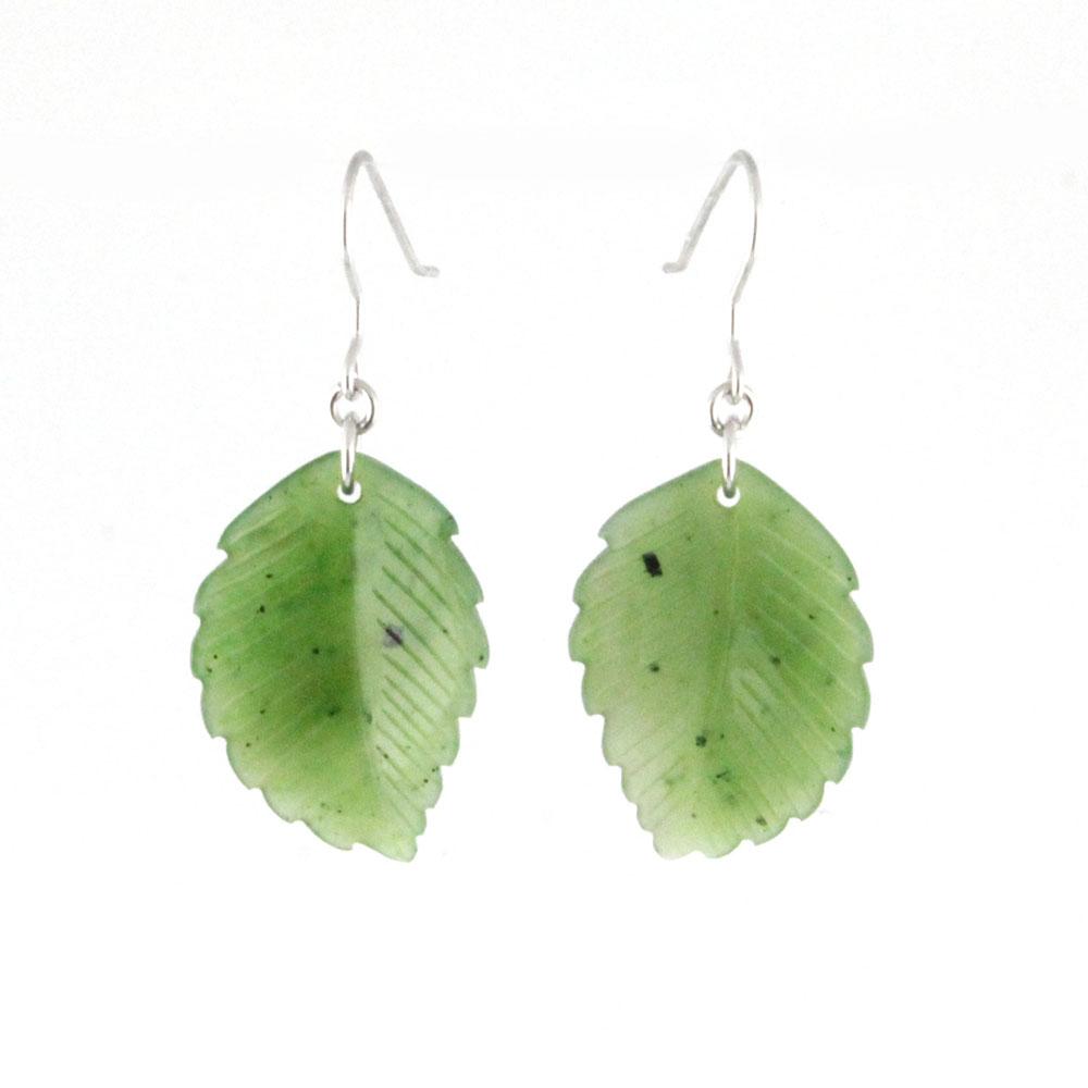 Jade Leaf Earrings, 25 mm