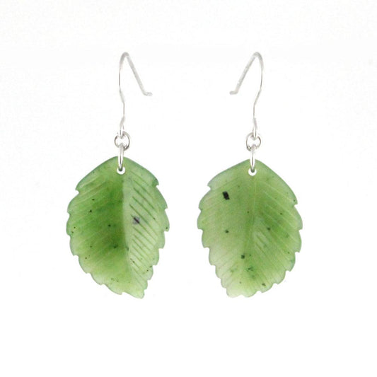 Jade Leaf Earrings, 25 mm