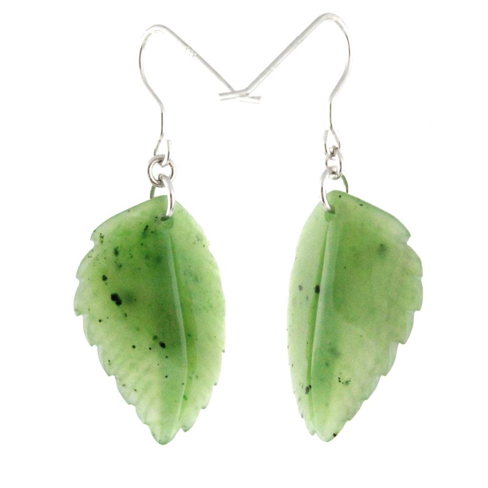 Jade Leaf Earrings, 25 mm