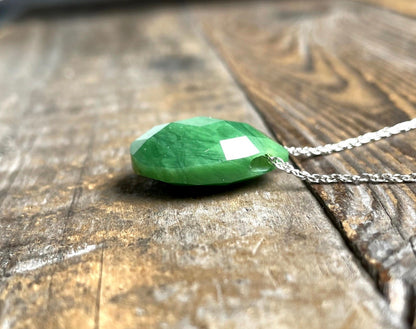 Faceted Nephrite Jade Teardrop Pendant 17*22mm
