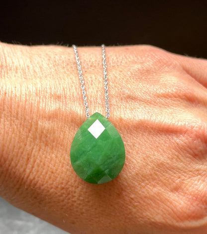 Faceted Nephrite Jade Teardrop Pendant 17*22mm