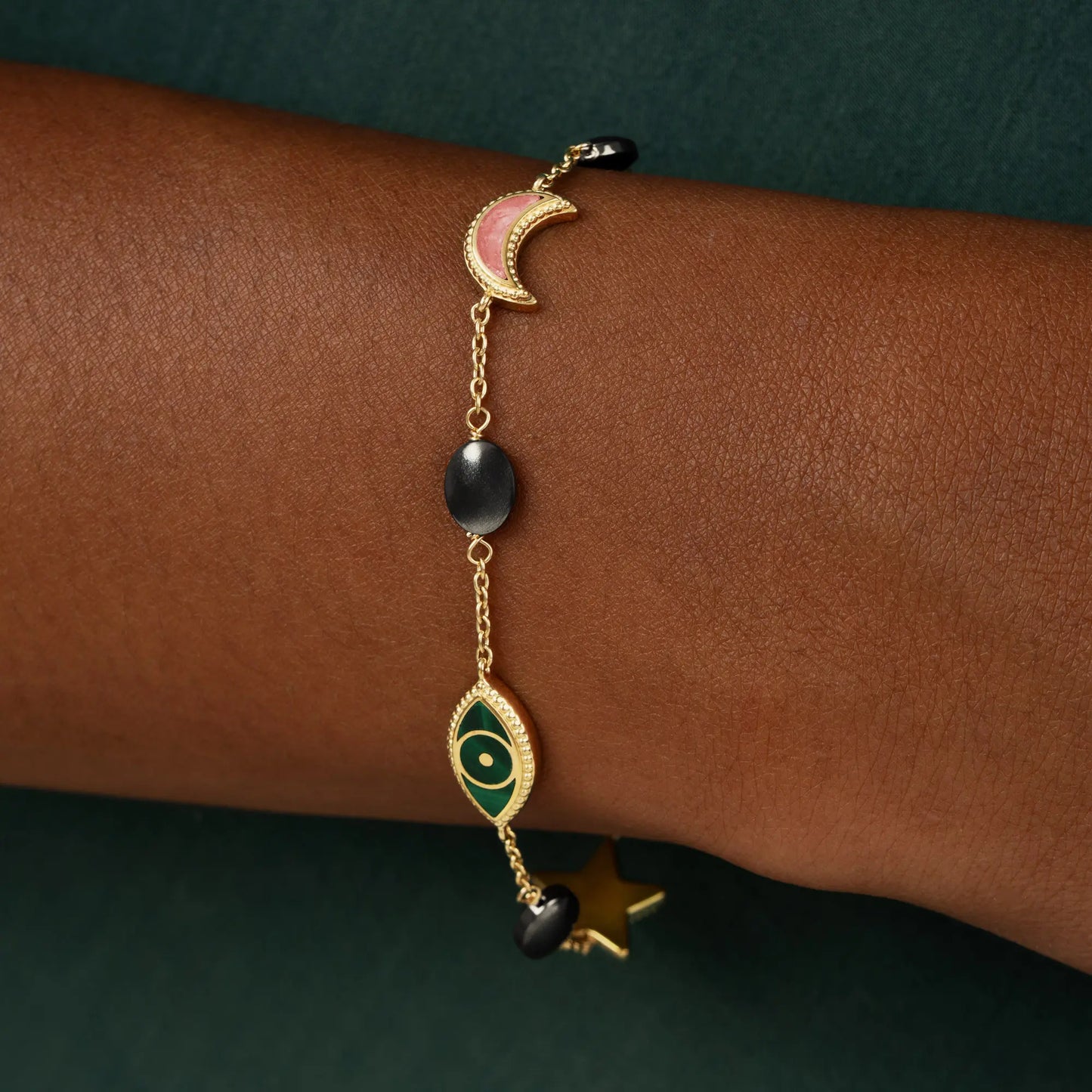 Celestial Harmony Moon, Star & Hamsa Bracelet
