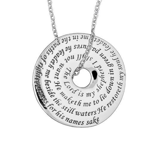 23rd Psalm "The Lord Is My Shepherd" Pi Disc Necklace